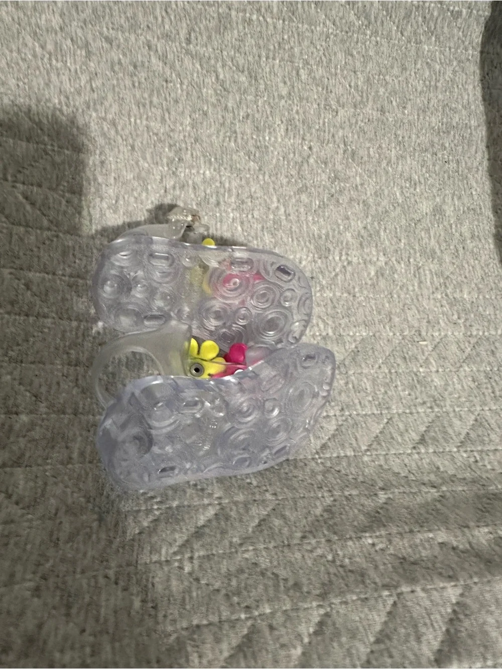 Clear Jelly Sandals with Pink & Yellow Flower Accents - Kids - Picture 2 of 2